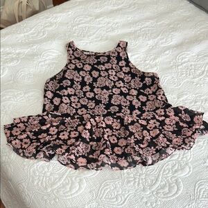 Milly Black Pink ruffle bottom tank top